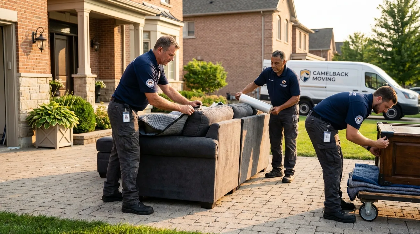 Large estate moving crew wrapping furniture in Eminence, MO